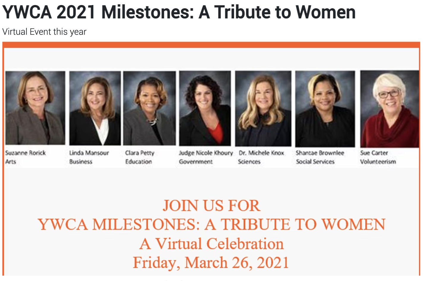 YWCA 2021 Milestones: A Tribute to Women